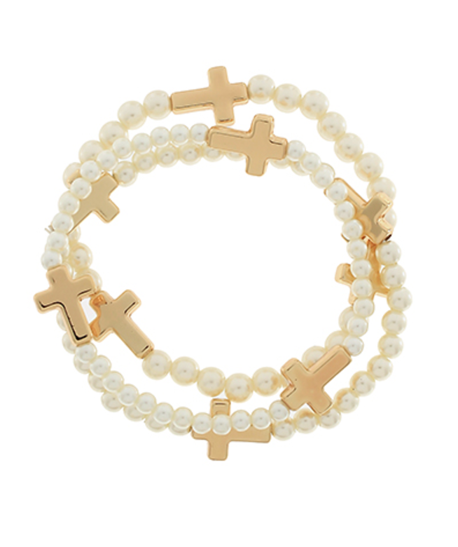 PEARL CROSS beaded bracelets
