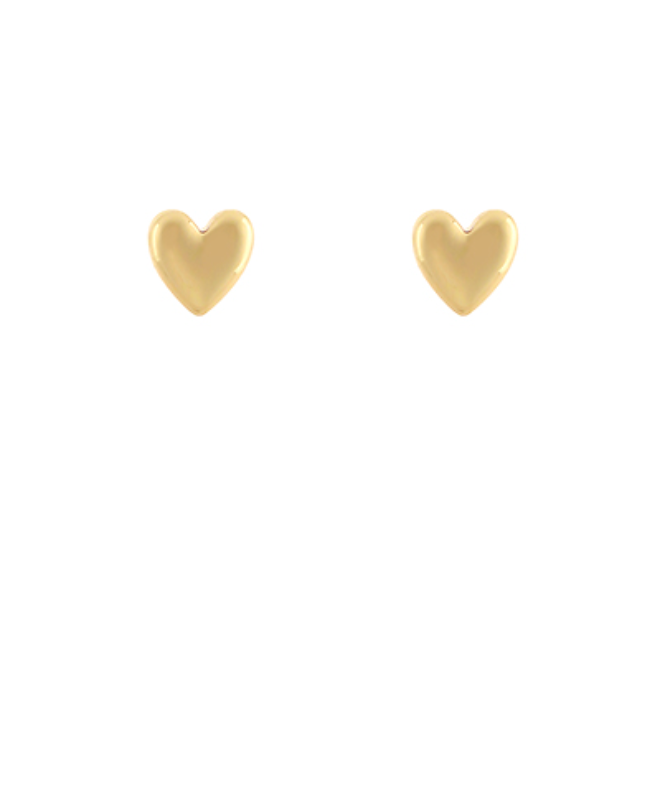 gold heart stud earrings