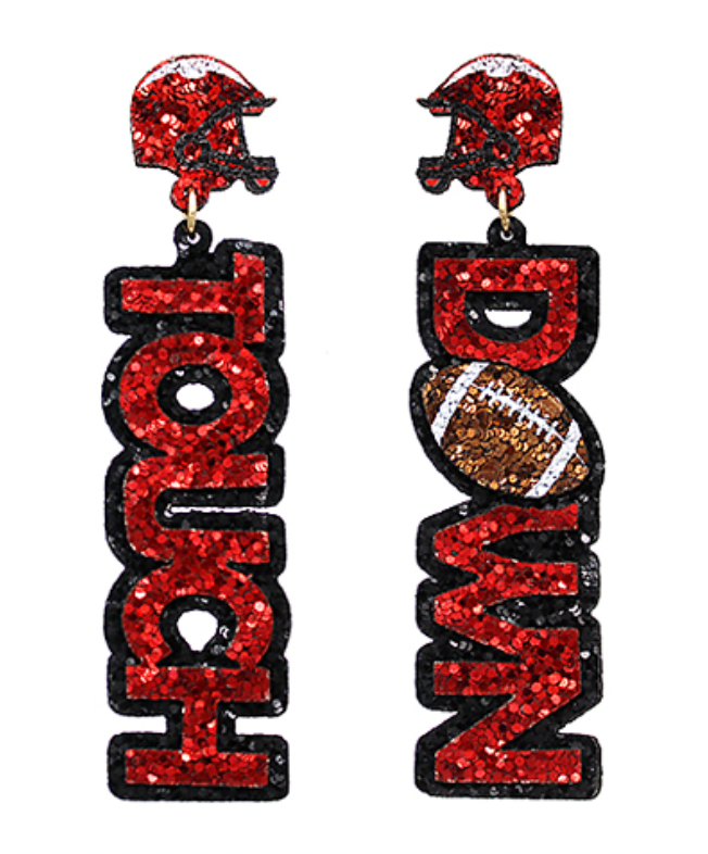 touchdown red black earrings