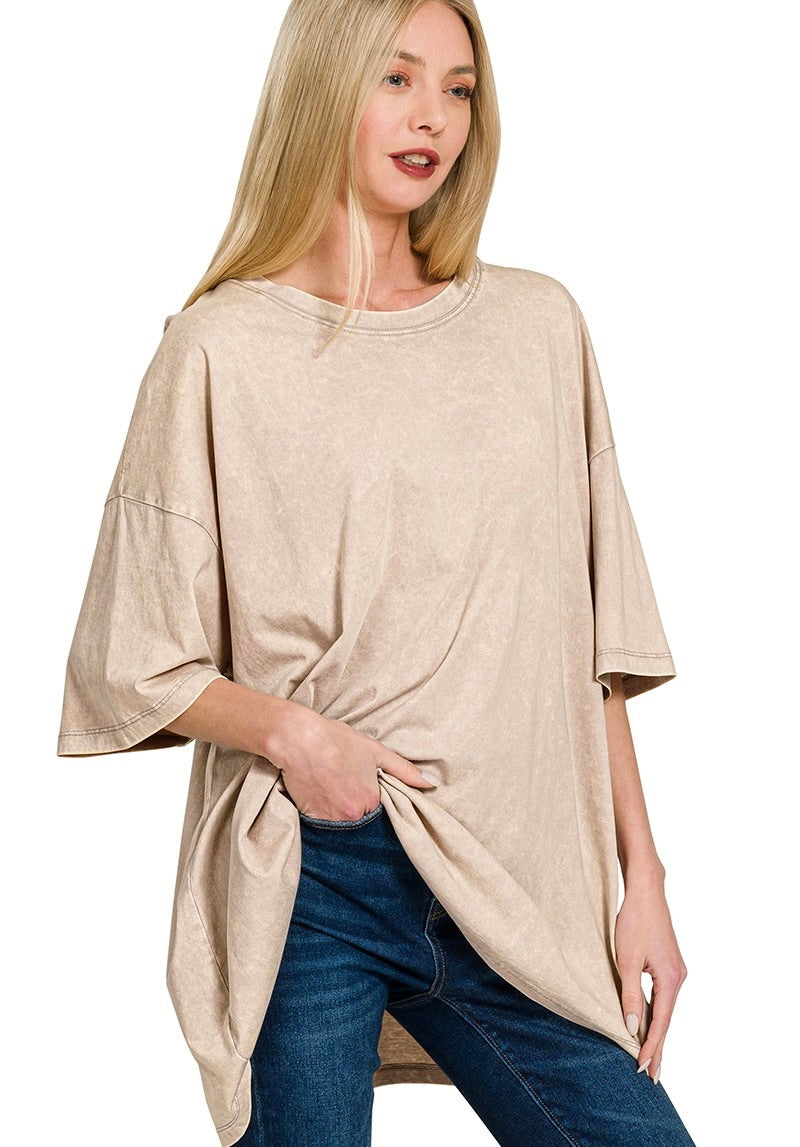 Washed Ash Mocha Boyfriend Tee