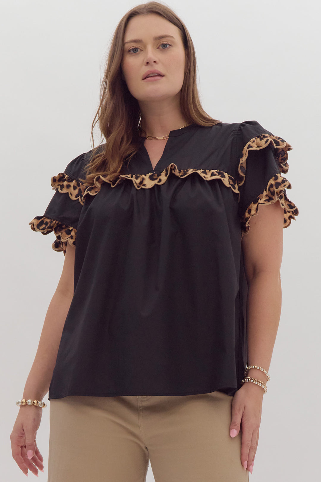 Leopard print entro top plus size