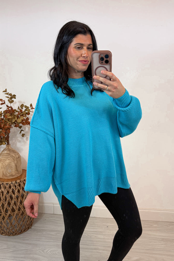 Feeling Fab Aqua Ribbed Sweater