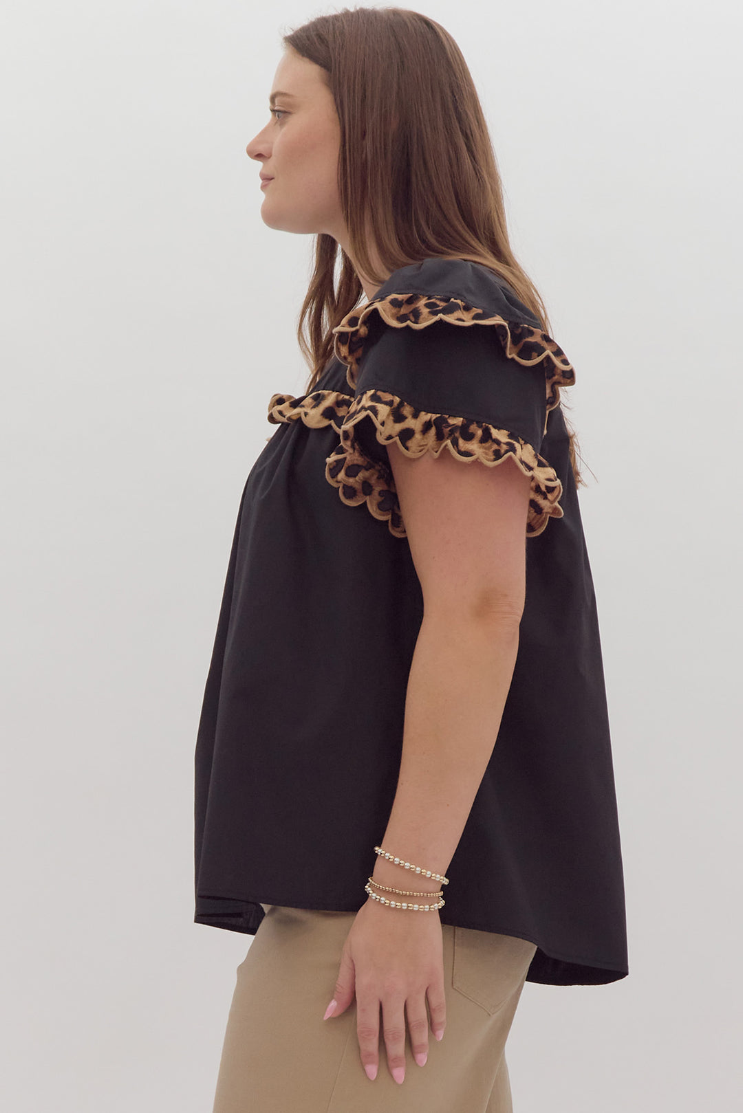 Leopard print entro top plus size