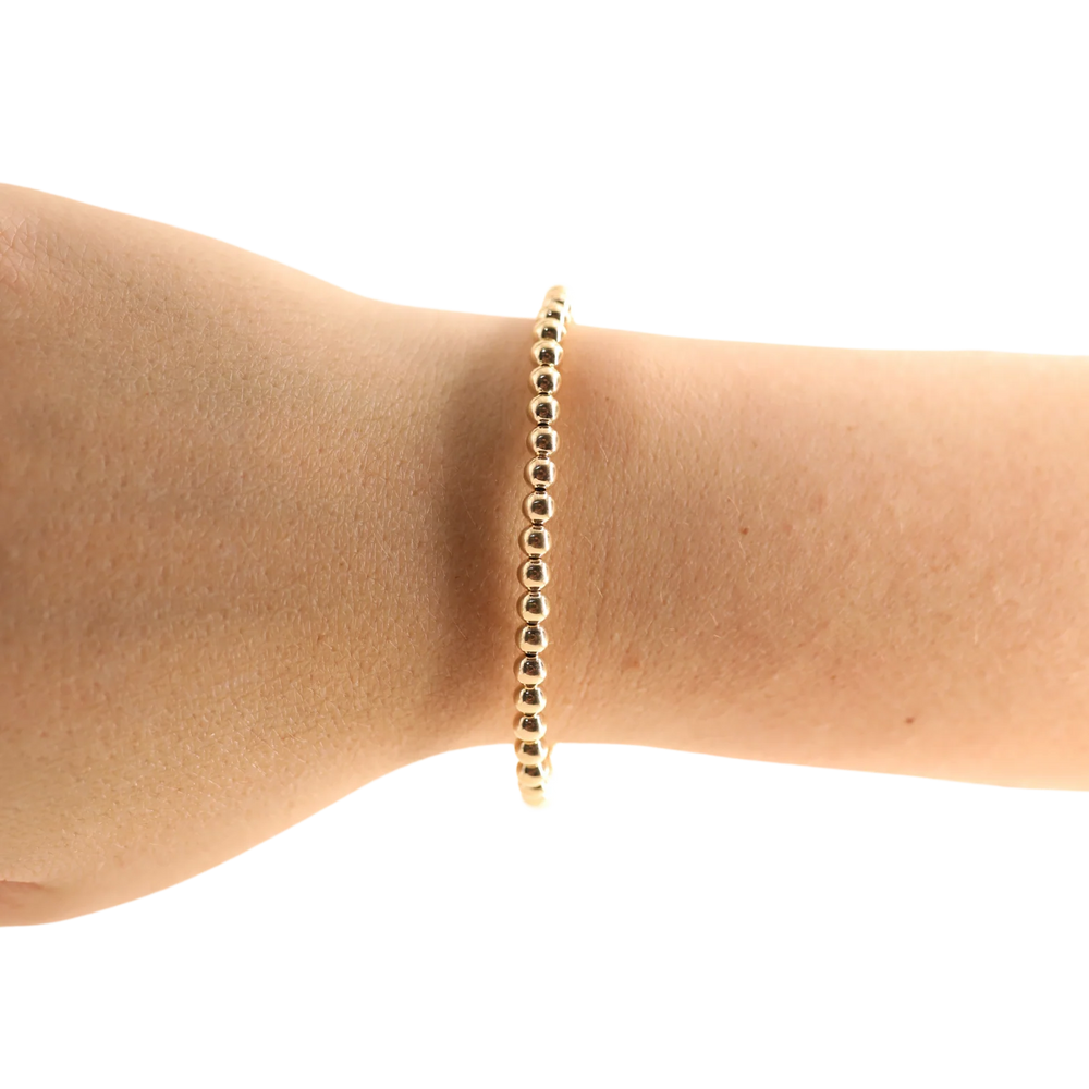 Close up of Beaded Blondes 4mm beaded bracelets.
