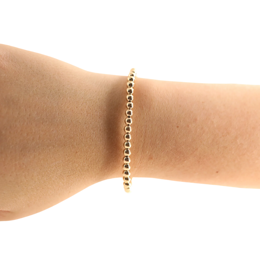 Close up of Beaded Blondes 4mm beaded bracelets.