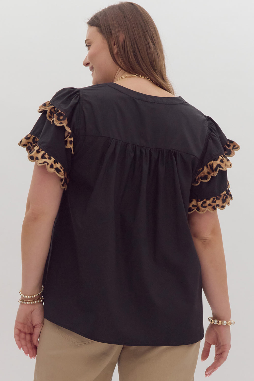 Leopard print entro top plus size