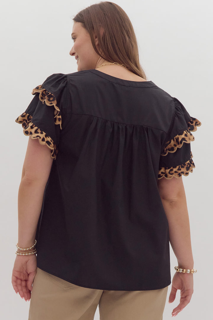 Leopard print entro top plus size