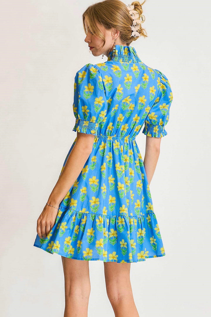 1000 Yellow Daisies Blue Dress