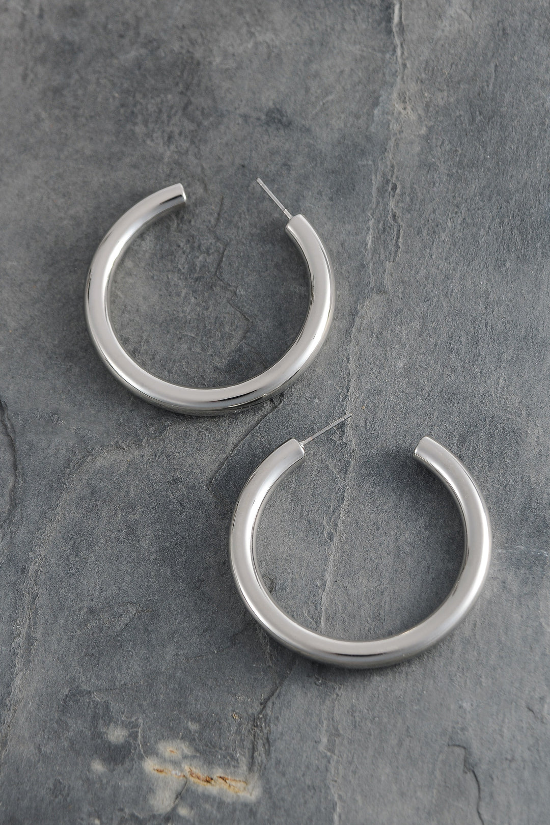 Large silver chunky hoop earrings