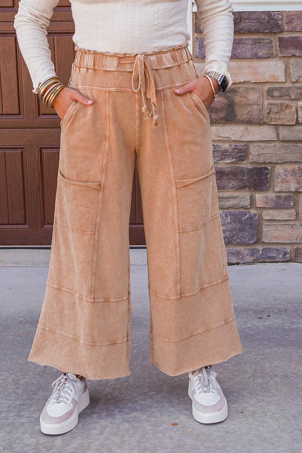 Easel caramel soft knit pants