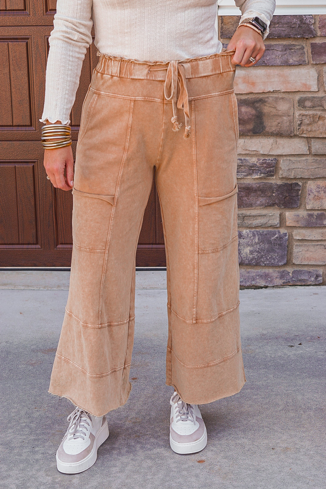 Easel caramel soft knit pants