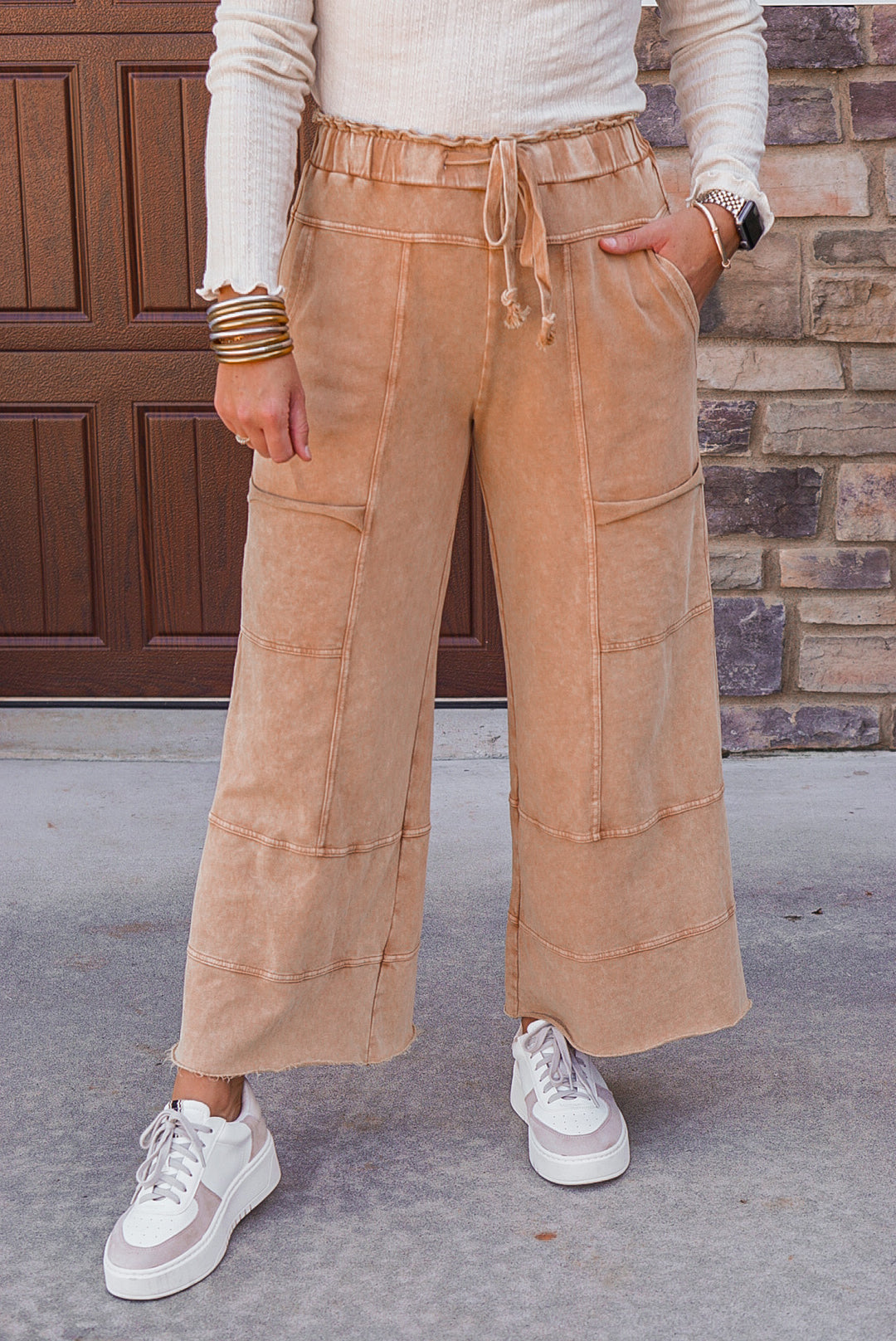 Easel caramel soft knit pants