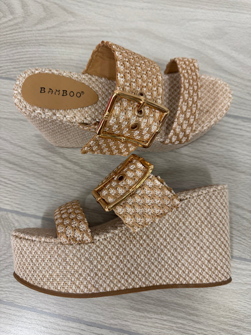 Natural woven wedges double band