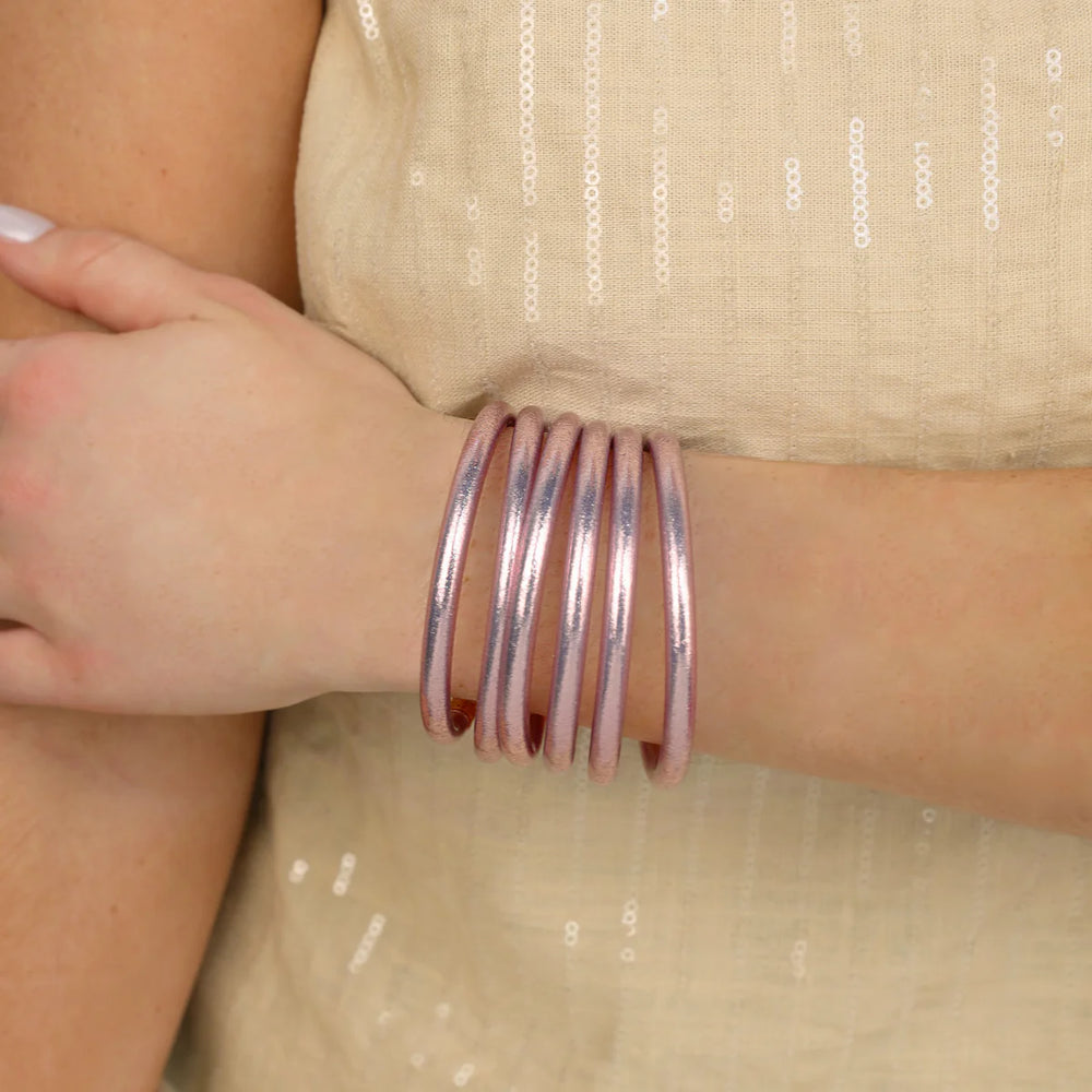 BudhaGirl ice rose pink all weather bangle bracelets