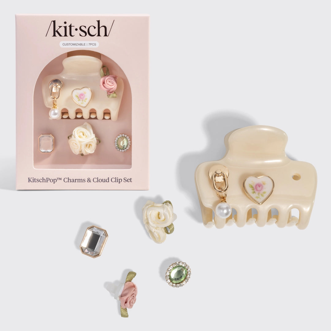 Kitsch hair clip set with decorative charms for women