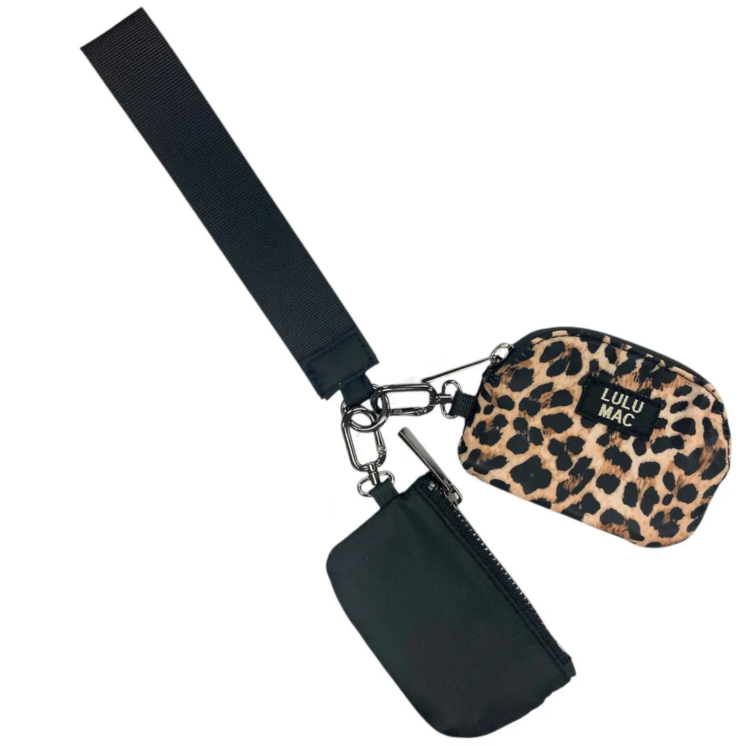 lulu mac double pouch wristlet leopard print