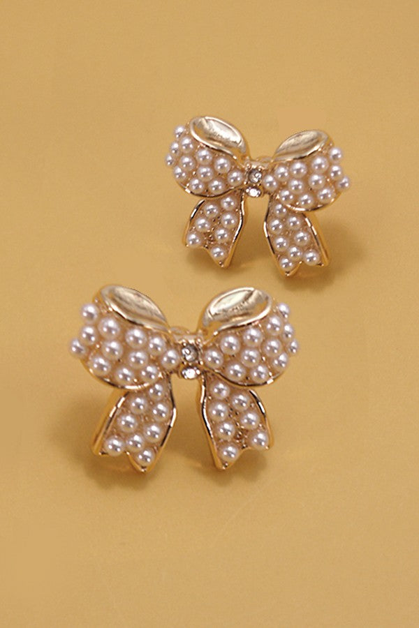 Pearl bow earrings