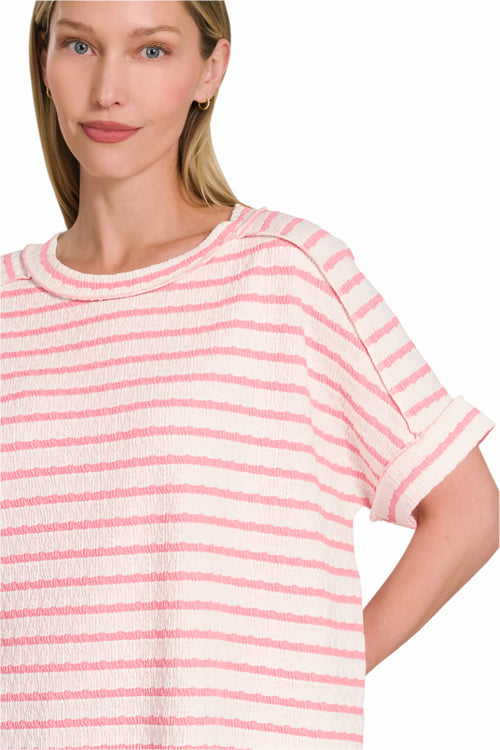Women's pink and white striped top