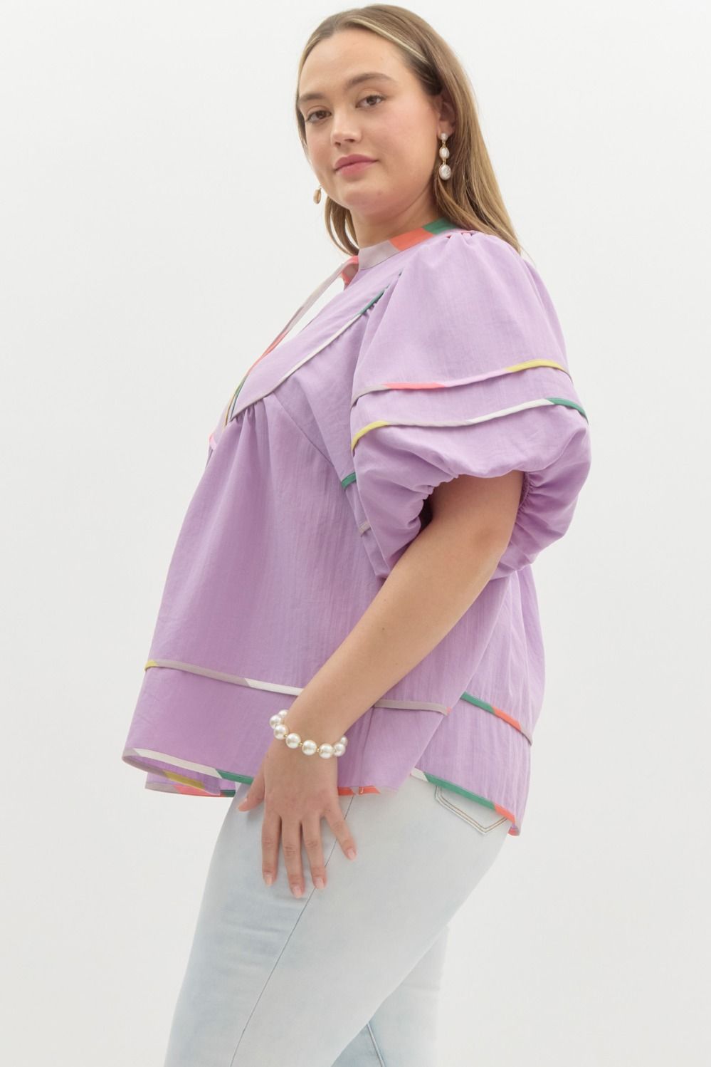 Women's plus size lavender babydoll casual top 