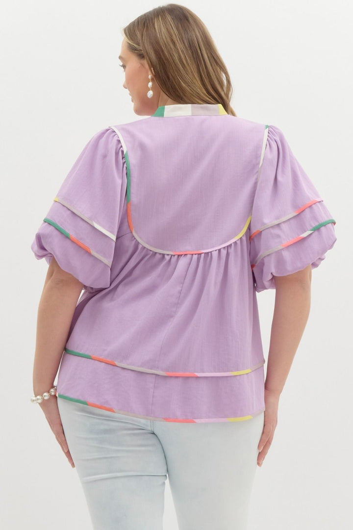 Women's plus size lavender babydoll casual top 
