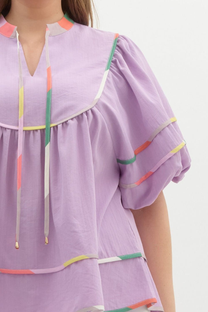 Women's plus size lavender babydoll casual top 