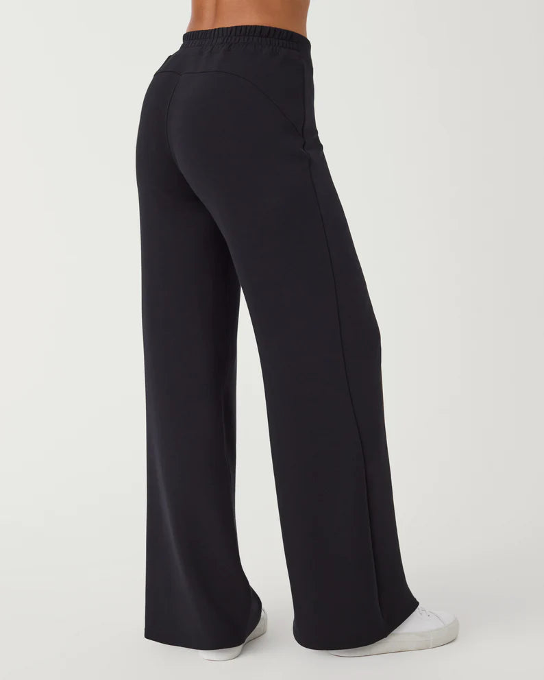 spanx air essentials black wide leg pants