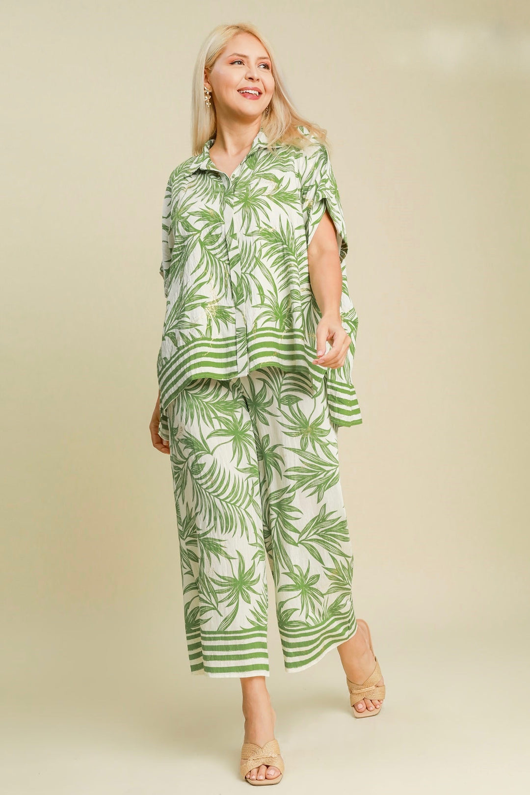 Palm Tree Paradise Cream Pants