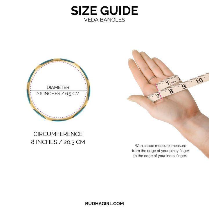 Budha girl veda bangles lilac and gold size chart