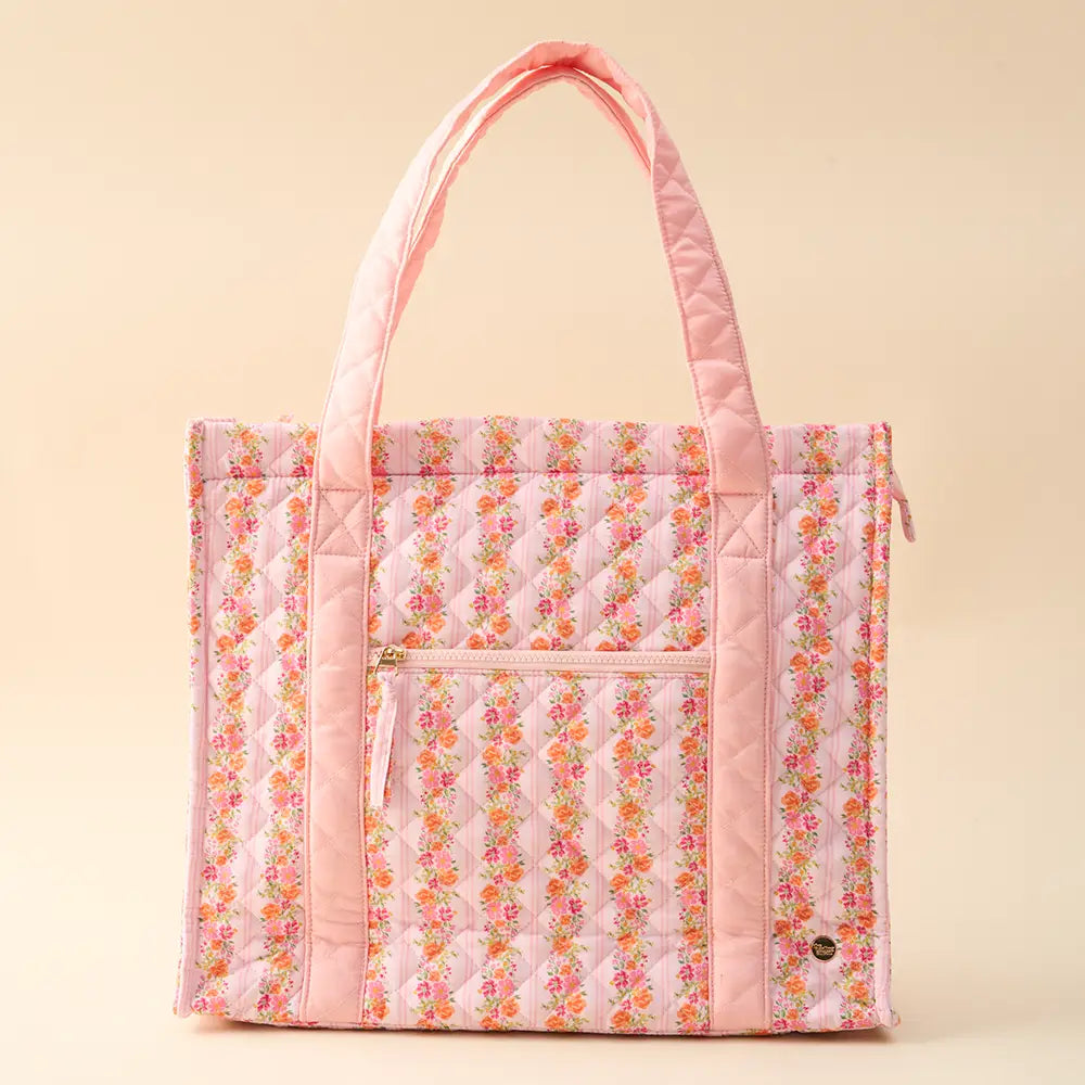 the darling effect quilted floral tote bag