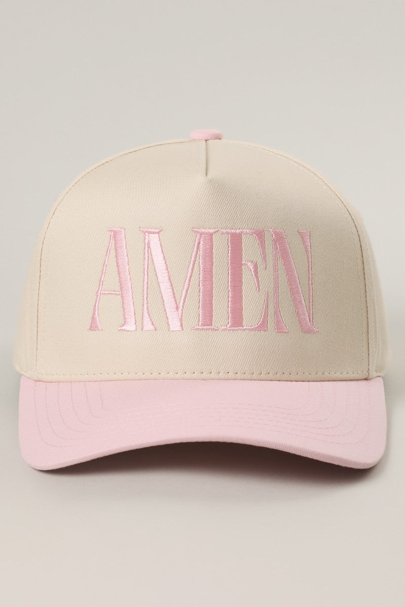 amen light pink trucker hat canvas trucker hat