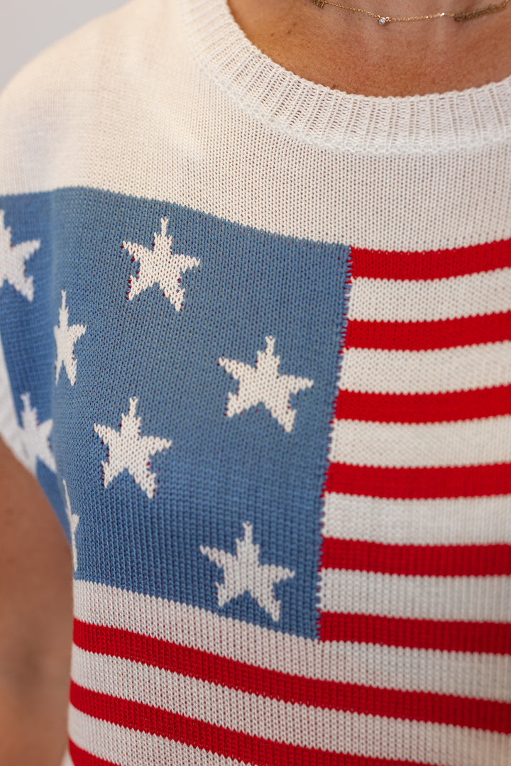 American flag knit sweater top