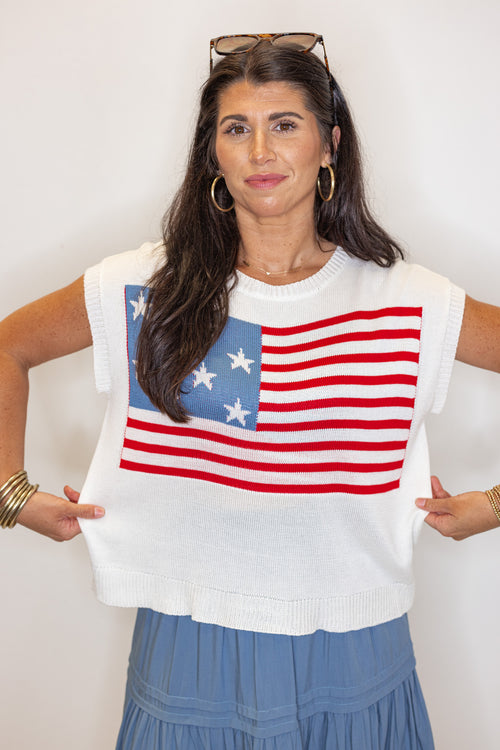 American flag knit sweater top