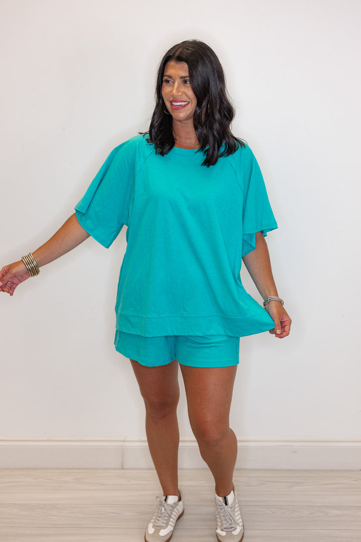 cotton aqua blue matching set