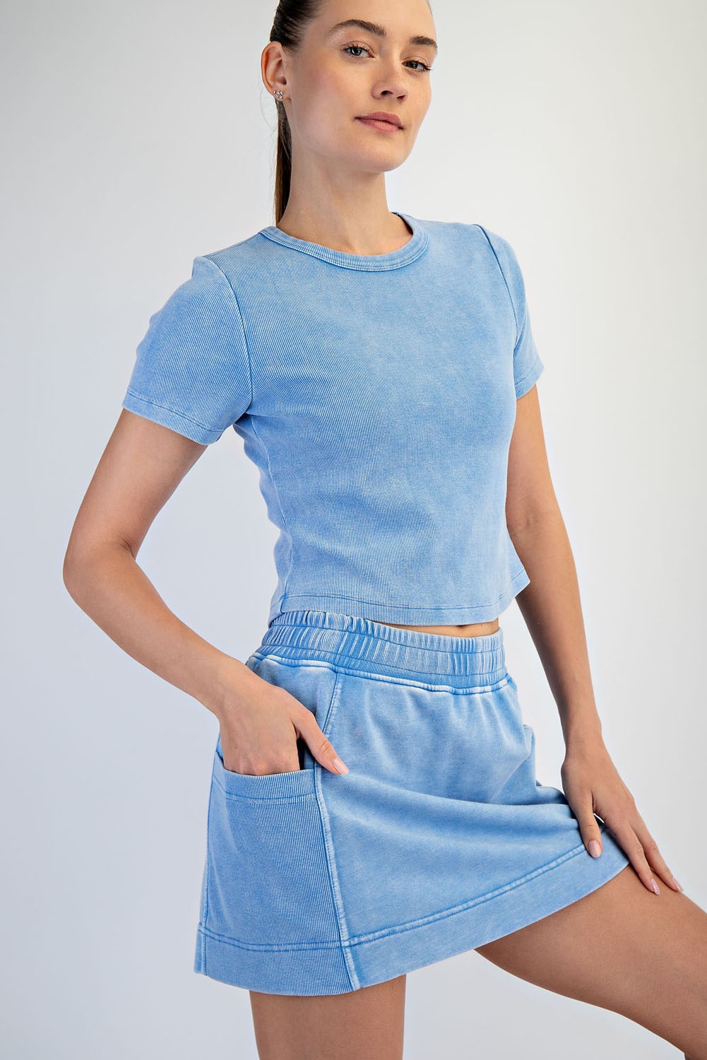 Basically Flawless Blue Ribbed Top