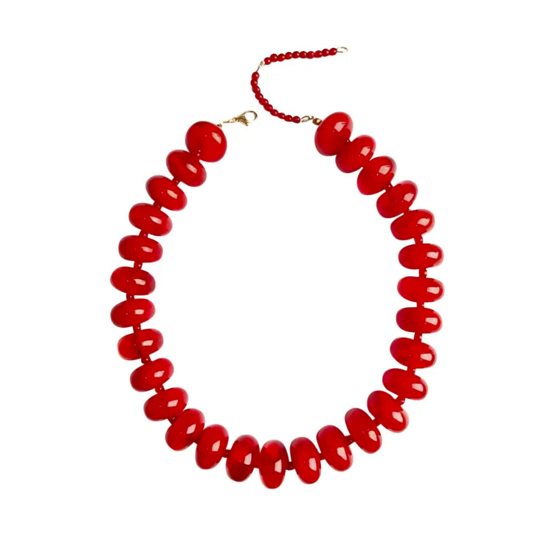 gemelli deep red chunky beaded necklace