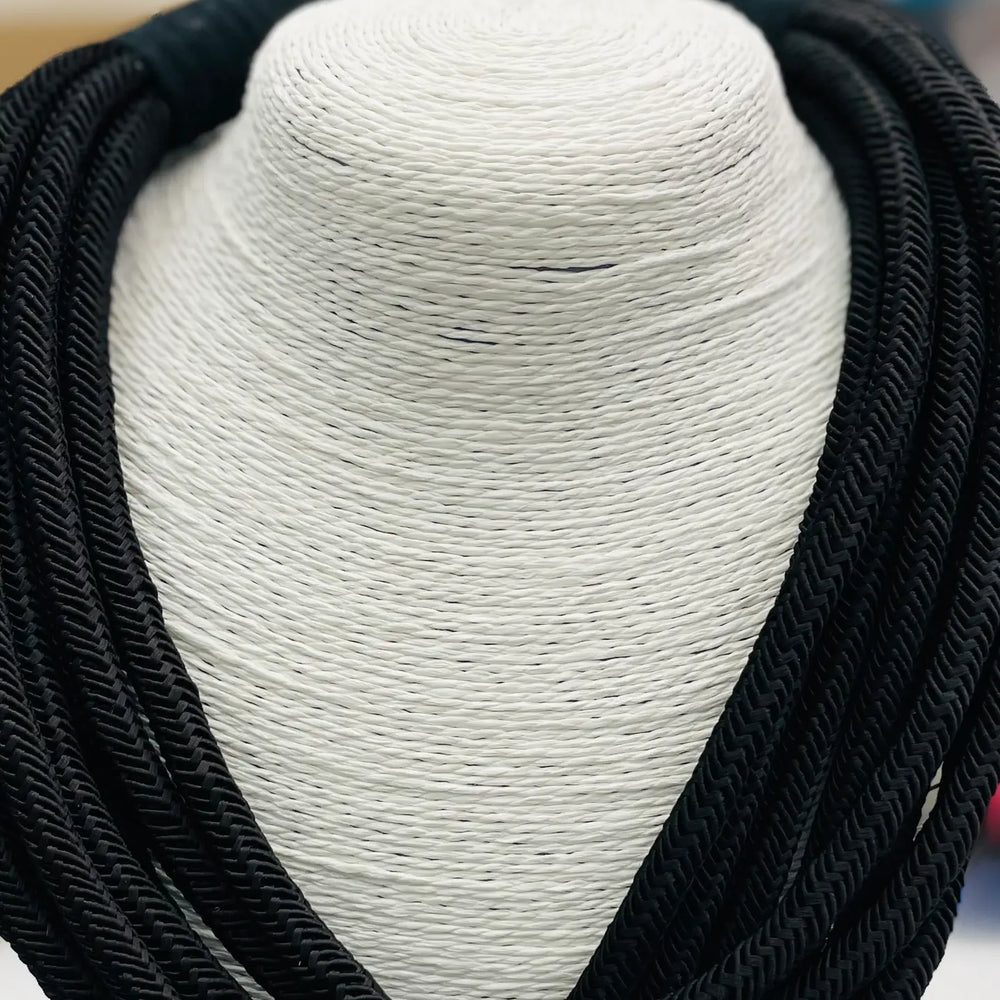 black layered rope slub necklace