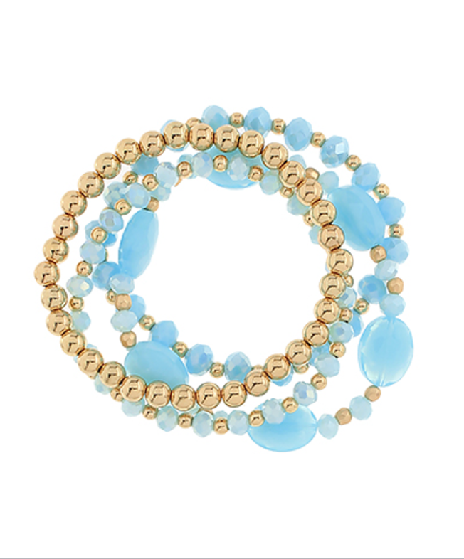 BLUE BEADED bracelets set