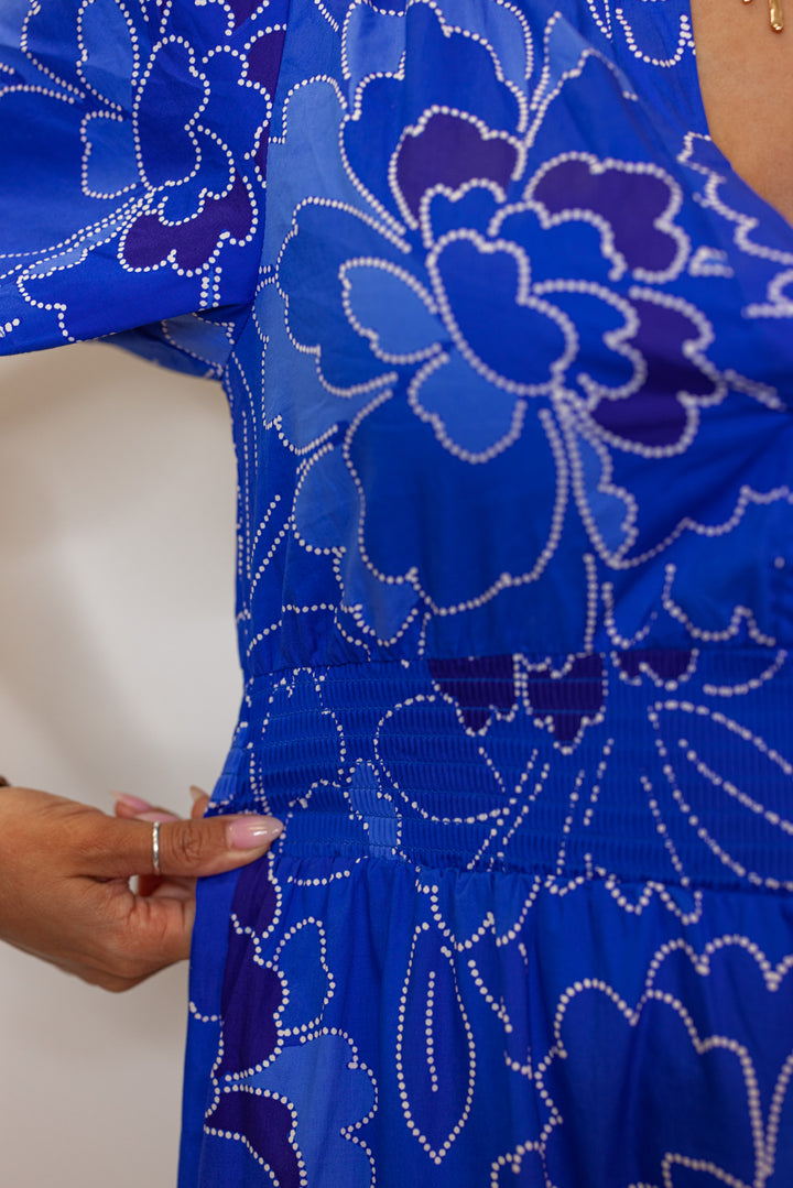royal blue floral print maxi dress