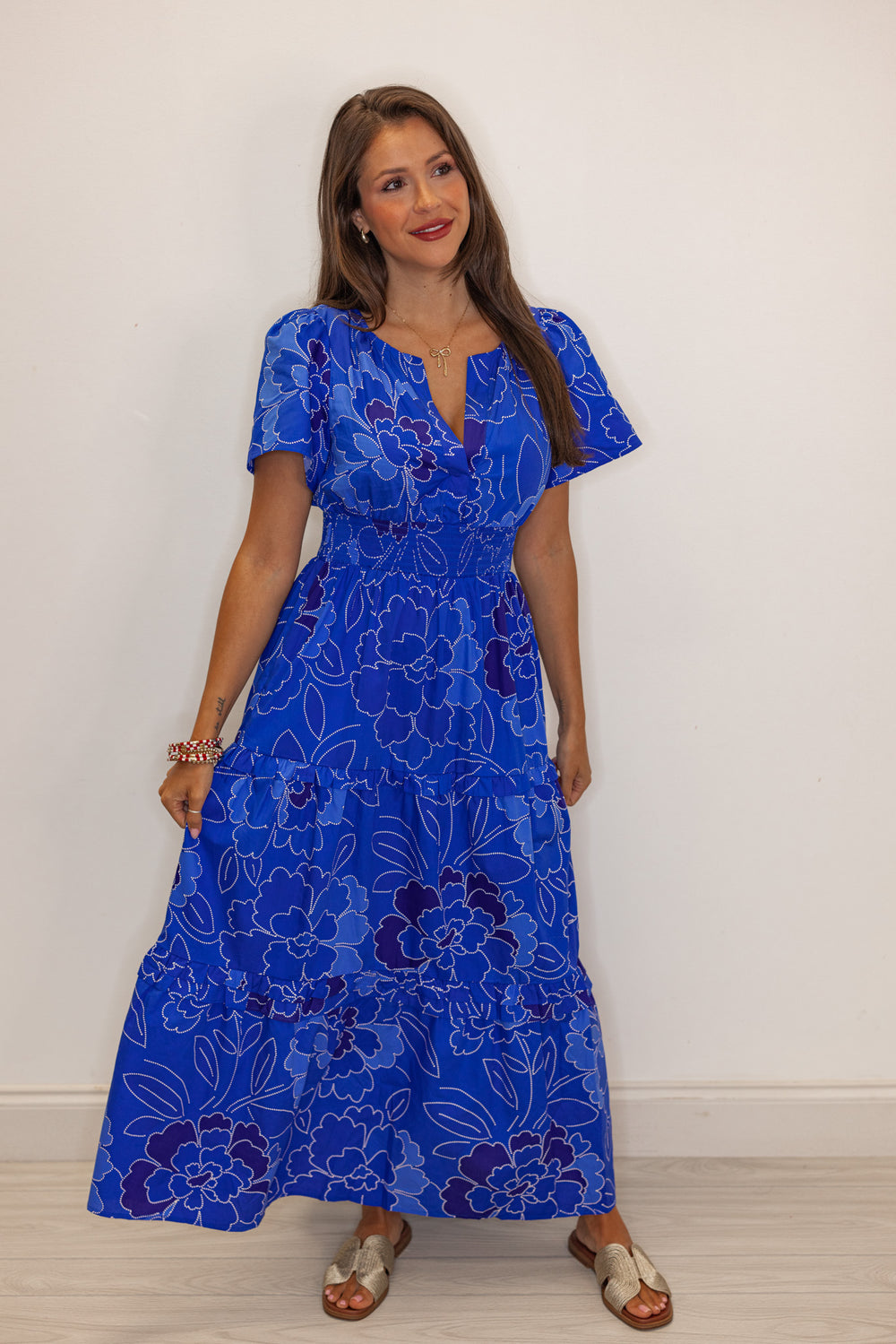 royal blue floral print maxi dress