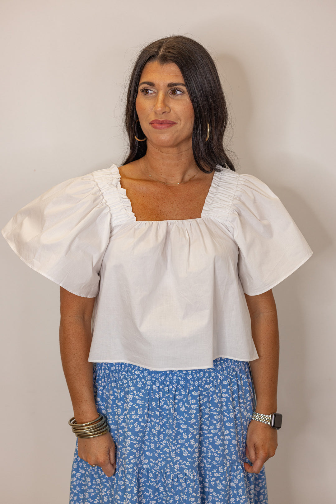 cotton white cropped summer top