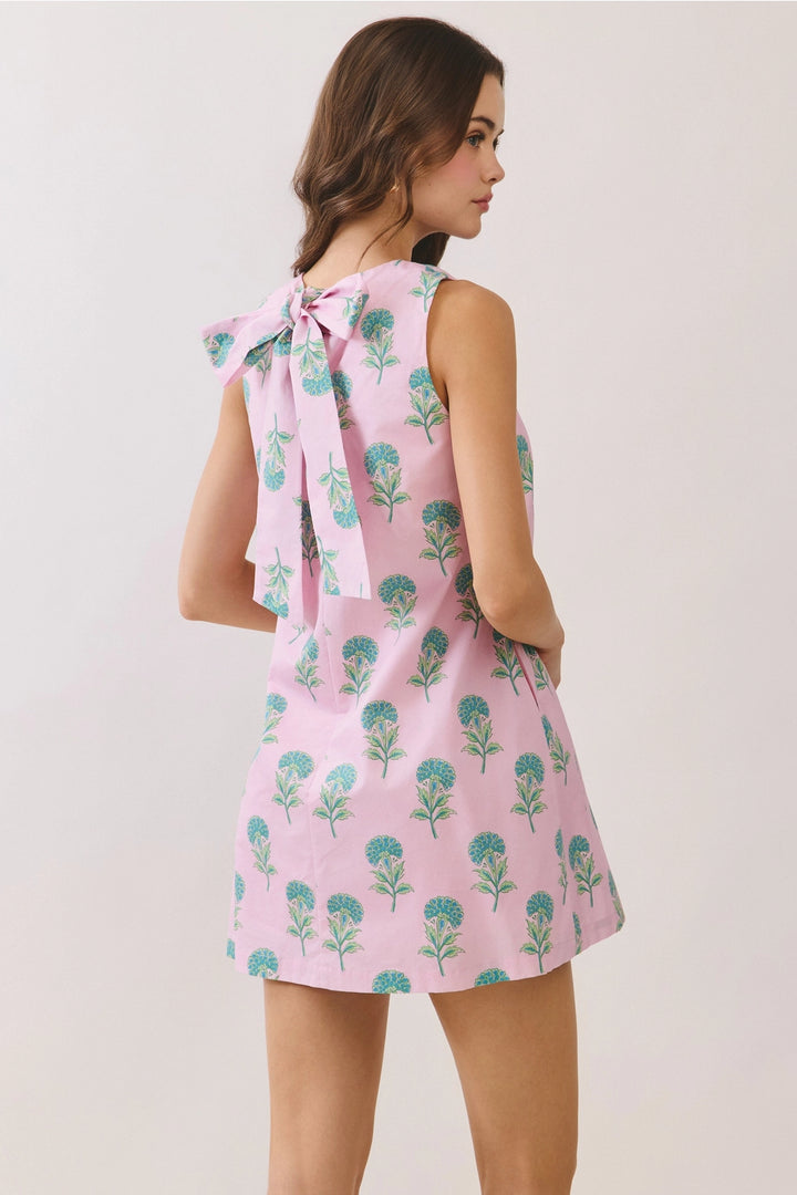 blue hydrangea pink flower spring dress
