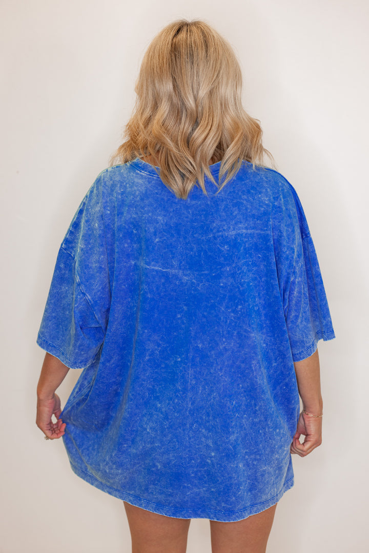 royal blue cotton oversized tee shirt