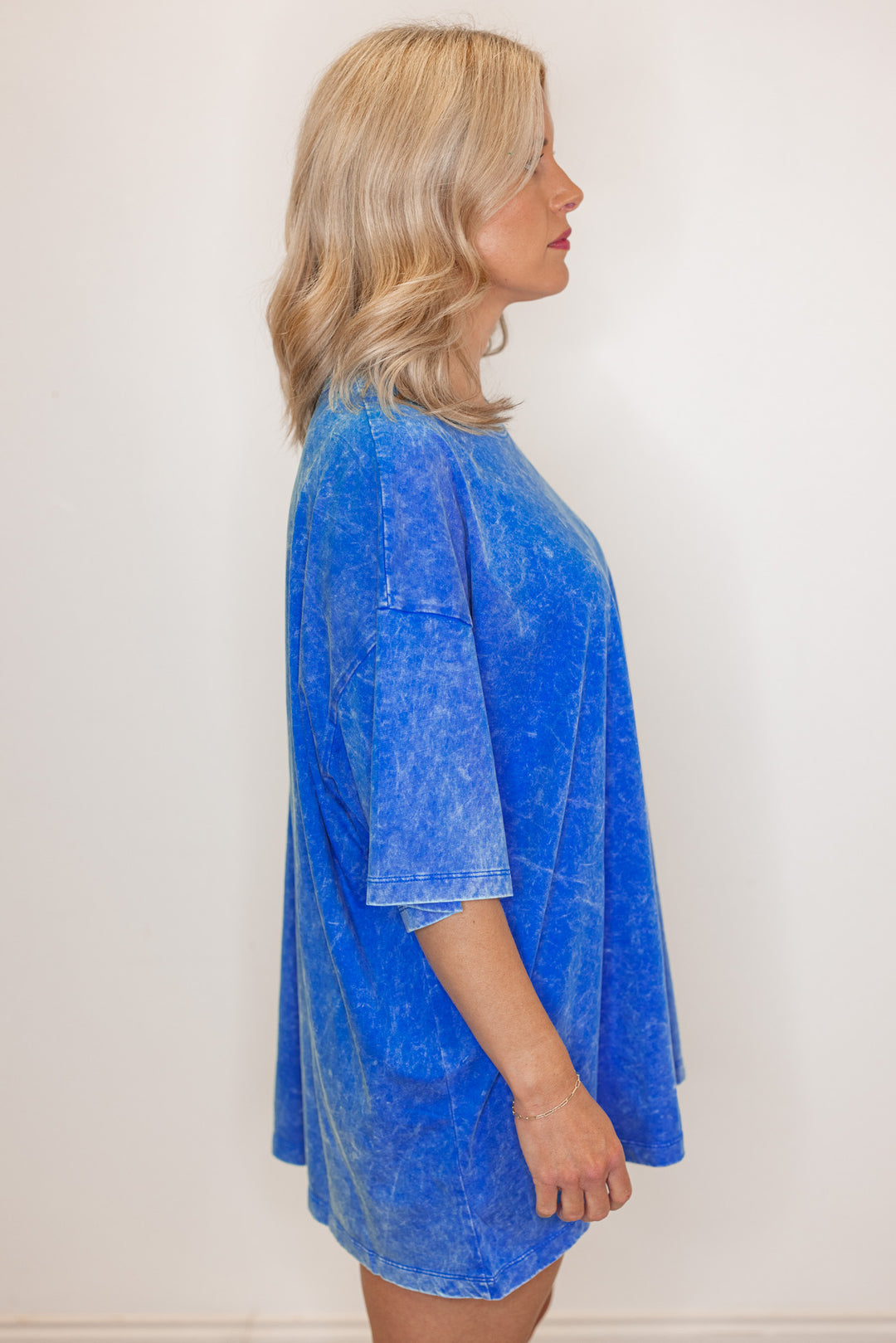 blue cotton oversized shirt