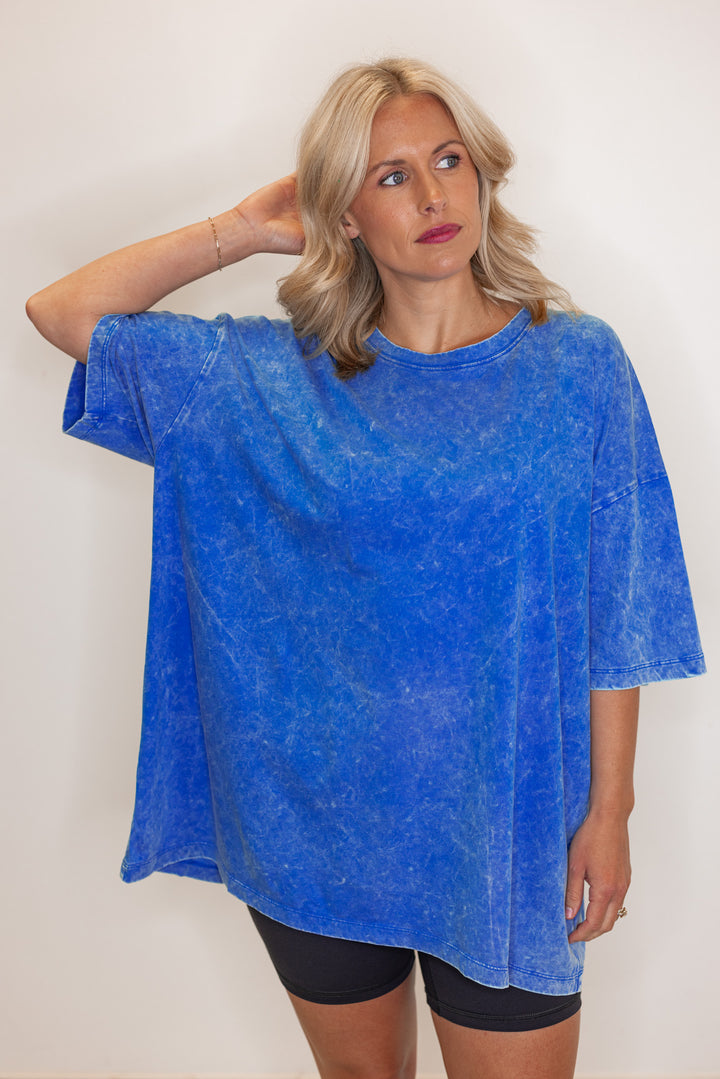 ocean blue cotton oversized tee shirt