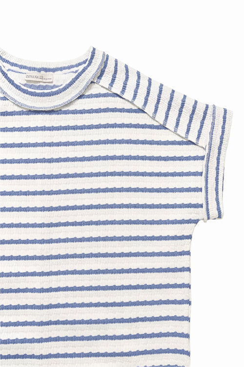 Women's blue and white striped top