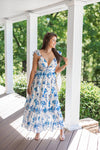 blue white chinoiserie satin maxi dress