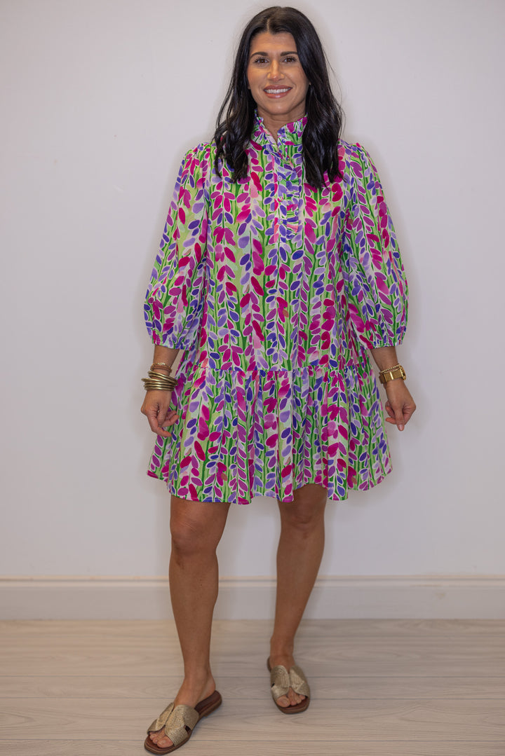 Women's green poplin dress with multicolor floral print by Jodifl, perfect for Spring