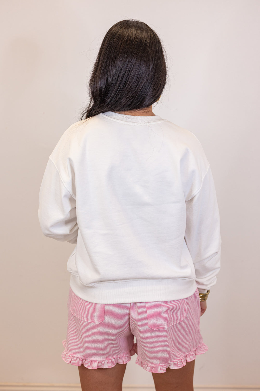 white pastel floral flag sweatshirt