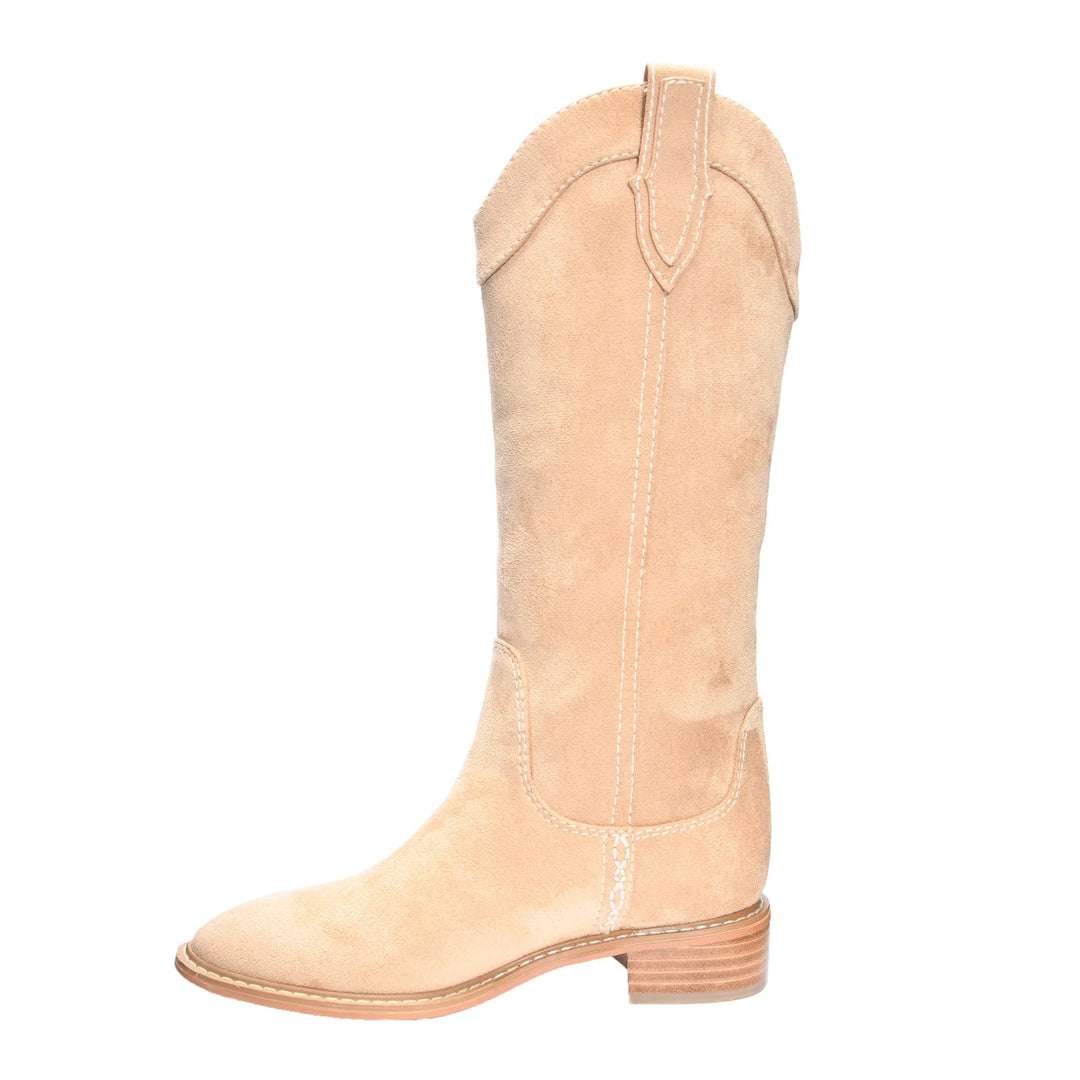 Chinese Laundry merida caramel beige western boot side first