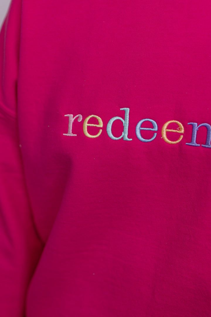 hot pink redeemed sweatshirt pullover